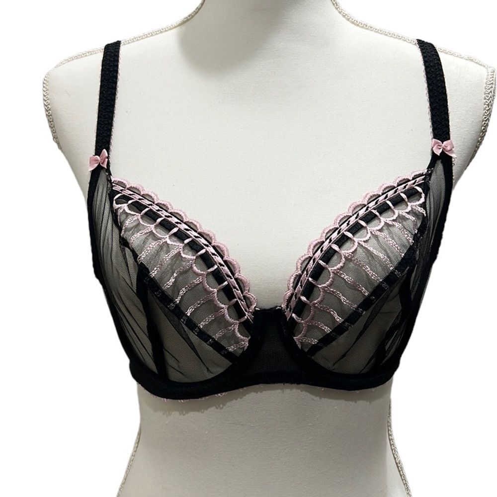 Freya Arabella Black & Pink Plunge Bra AA5721 Size 30E